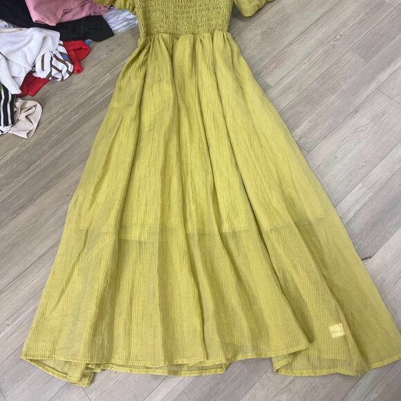 Square Neck Short Sleeve Puff Dress - Long Length - Picture 2 of 5